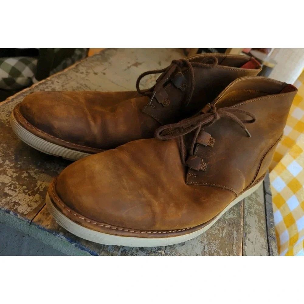 Clarks C&J TOR England Distressed Brown Leather Chukka Boots Men's Size‎ 13 M